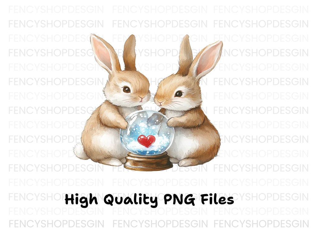Valentine Bunny Snow Globe Clipart Bundle