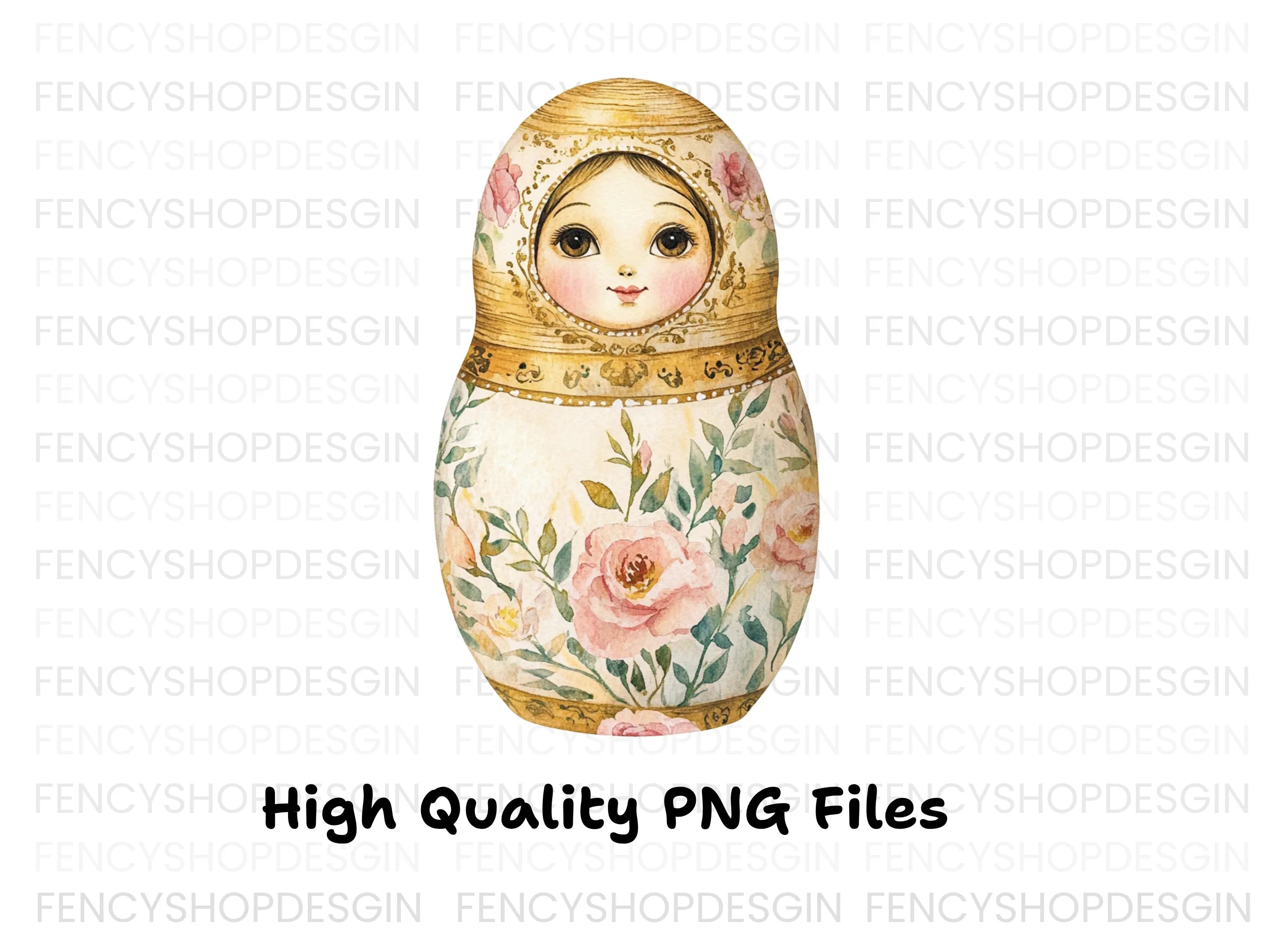 Floral Matryoshka Dolls Clipart Bundle