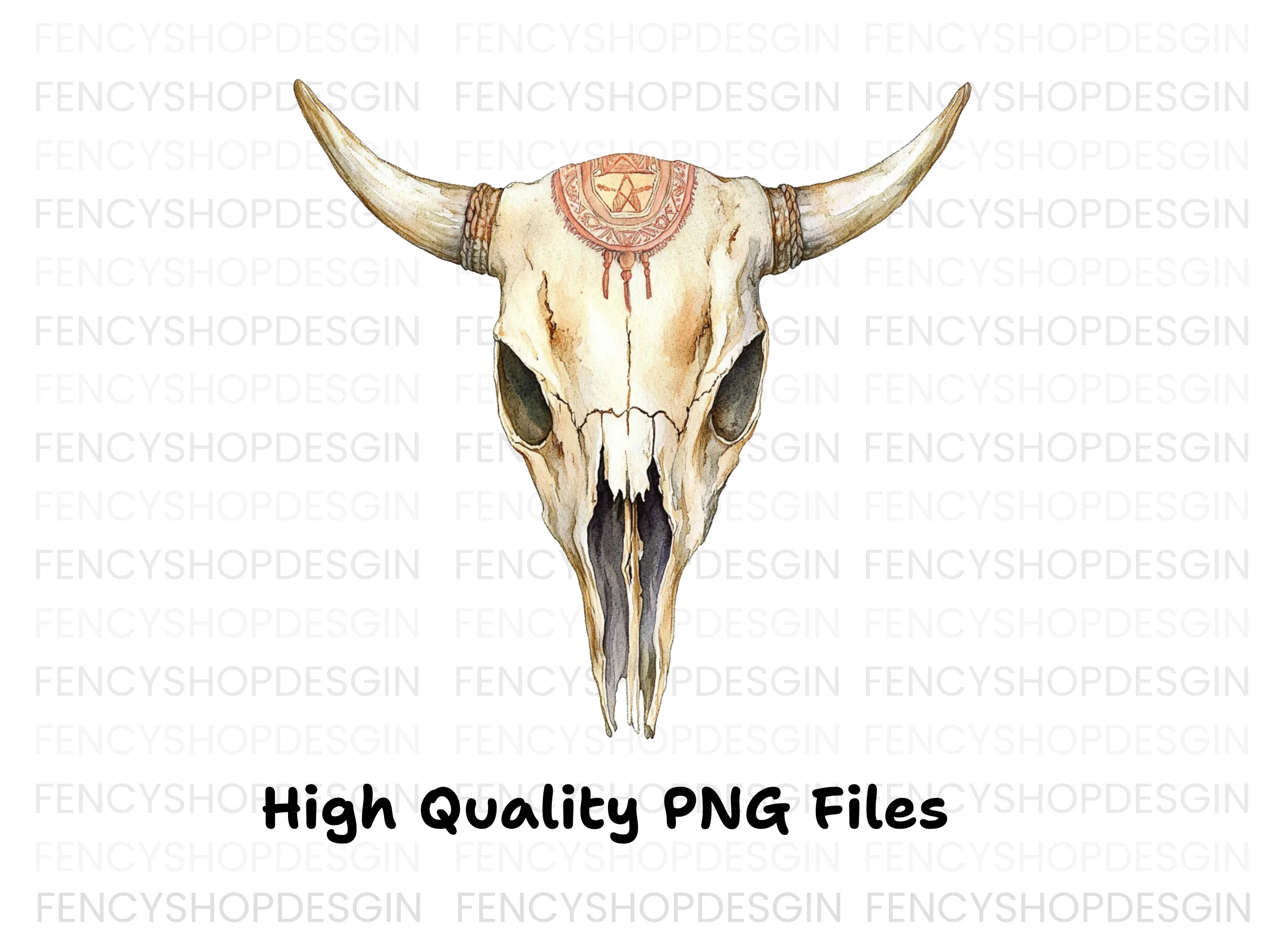 Rustic Bull Skull Clipart Bundle