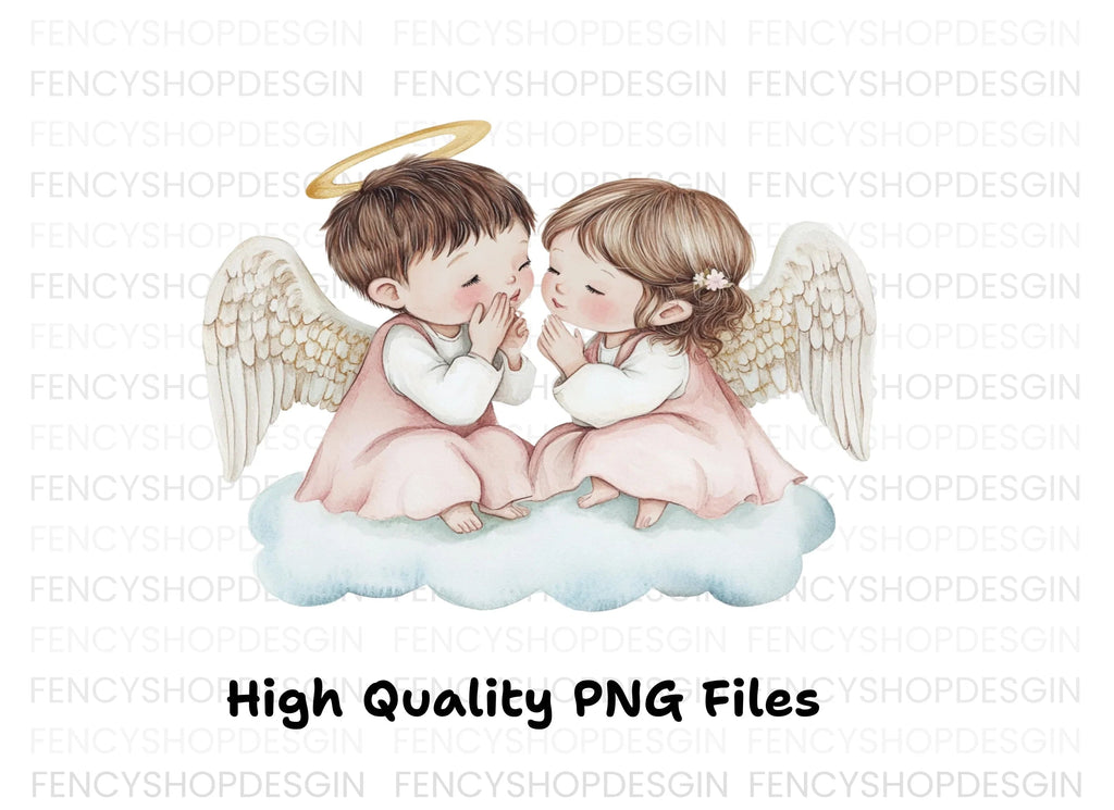Whispering Angel Babies on Clouds Clipart Bundle