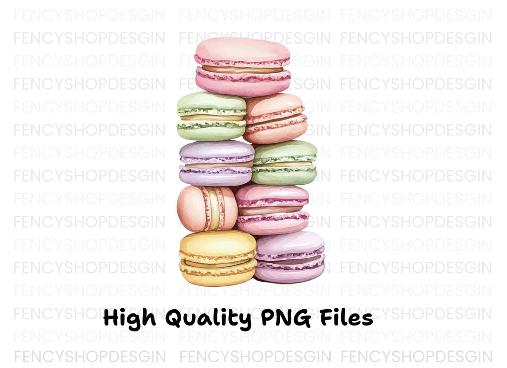 Colorful Macaron Tower Clipart Bundle