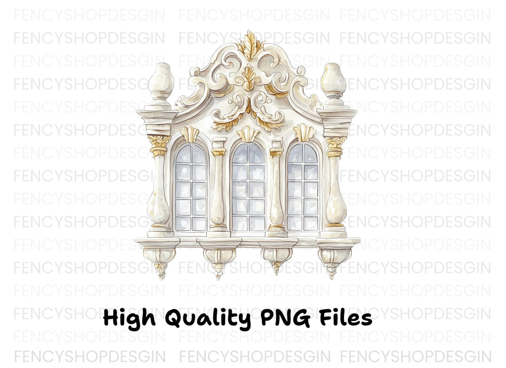 Ornate Triple Window Baroque Clipart Bundle