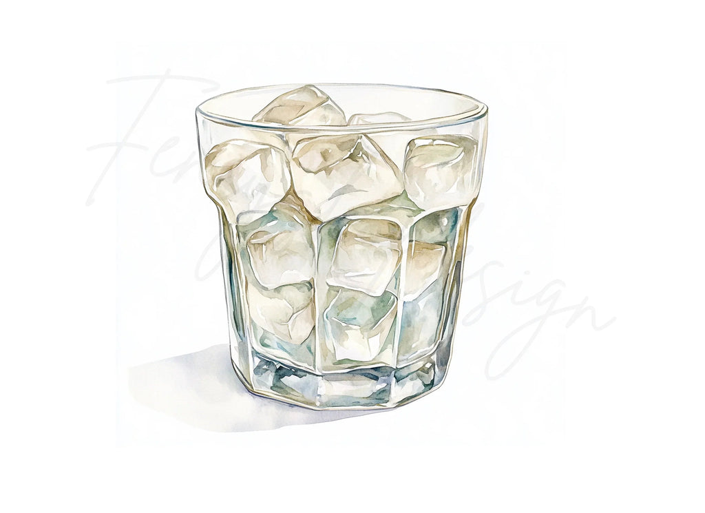 Ice Cubes in Glasses Clipart Bundle