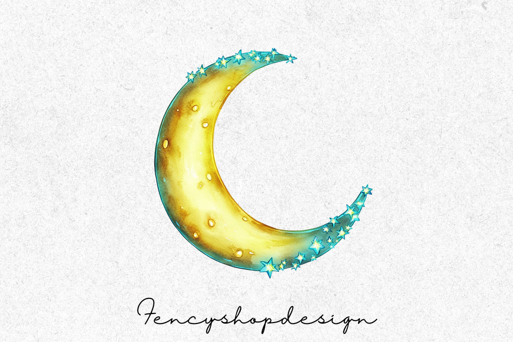 Dreamy Moon Star Patterns Frames Clipart Bundle