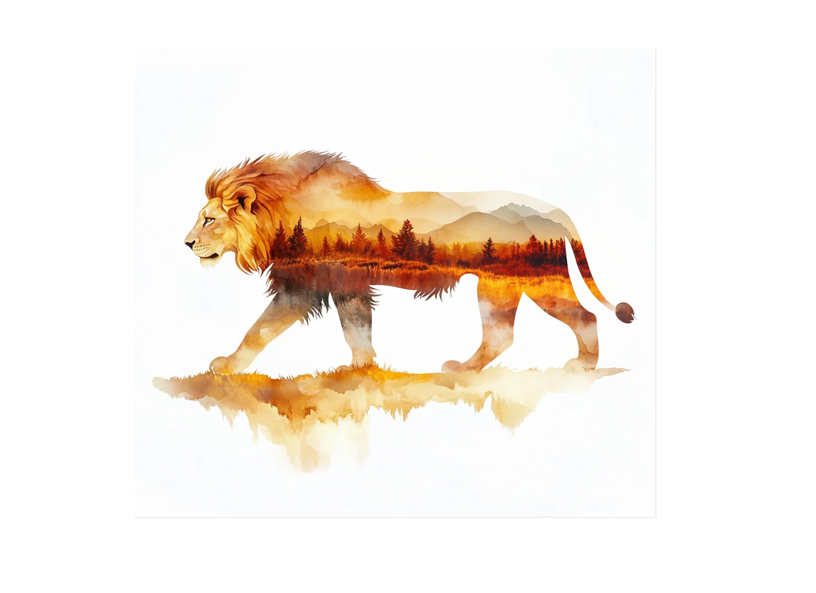 Majestic Lion Sunset Landscape Clipart Bundle