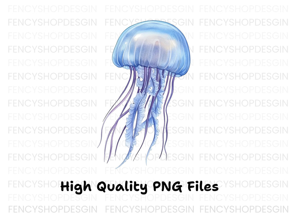 Blue Jellyfish Clipart Bundle