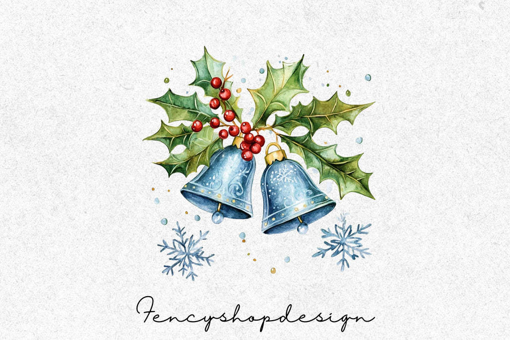 Festive Christmas Bells Clipart Bundle