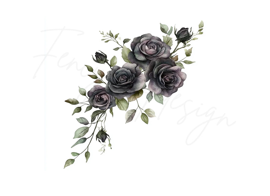Moody Black Rose Clipart Bundle