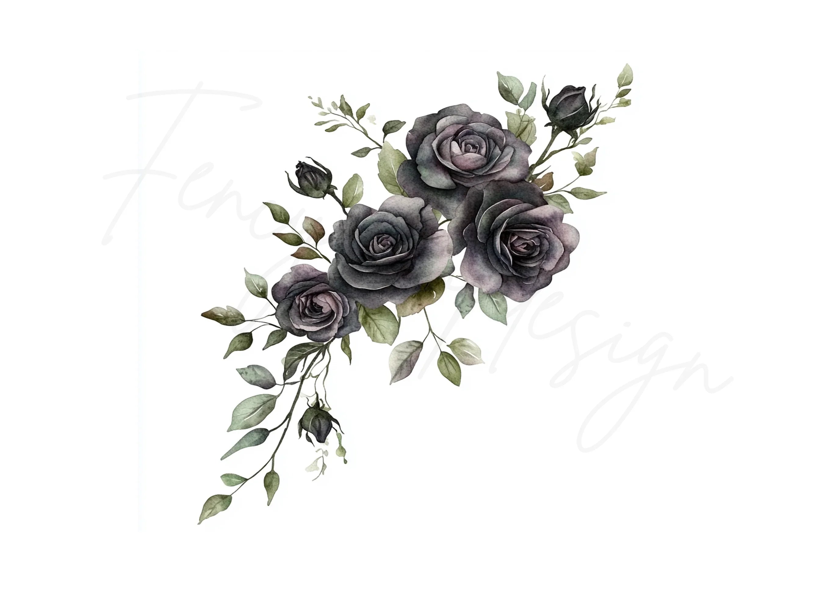 Moody Black Rose Clipart Bundle