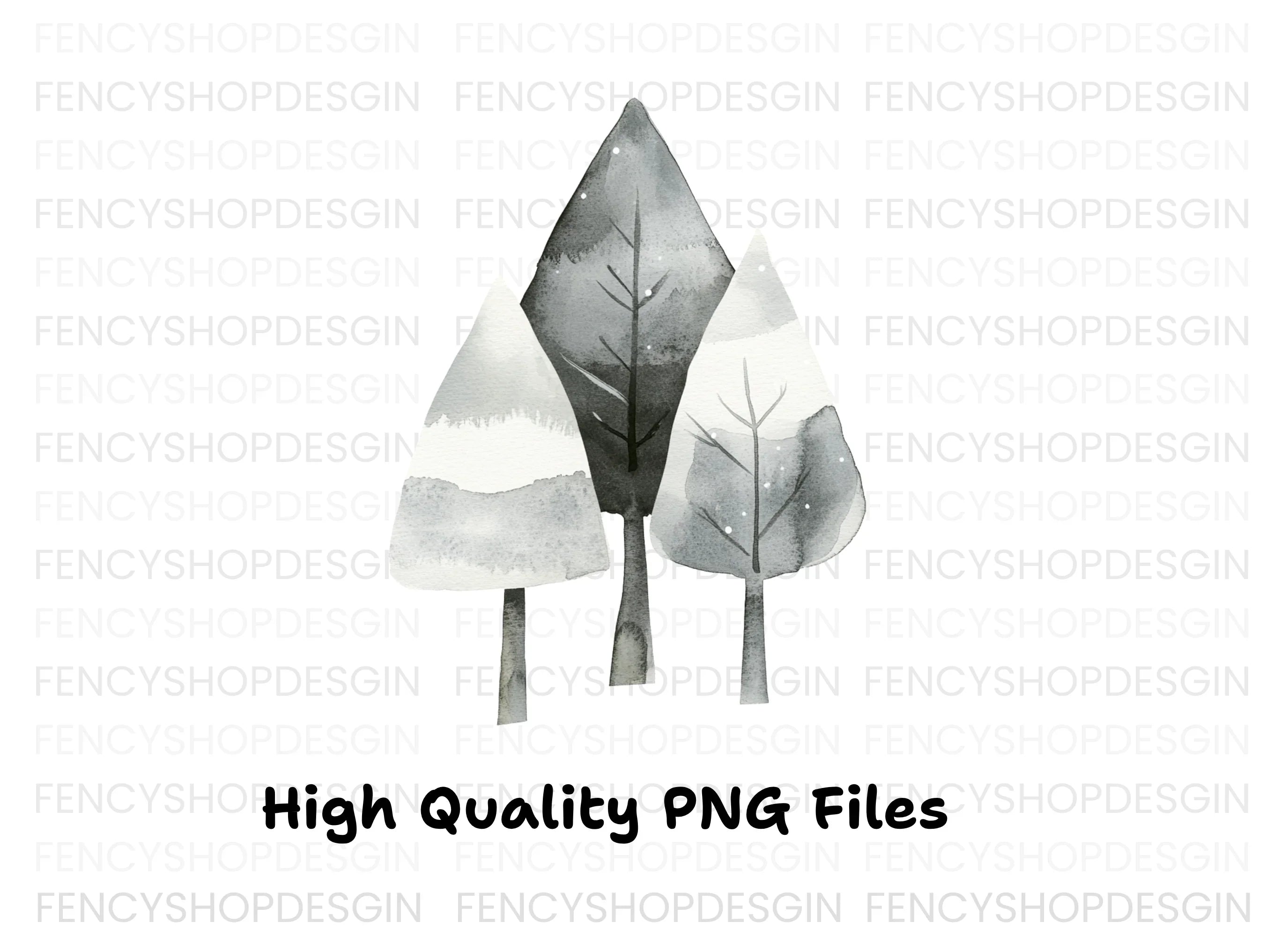 Winter Trees Clipart Bundle