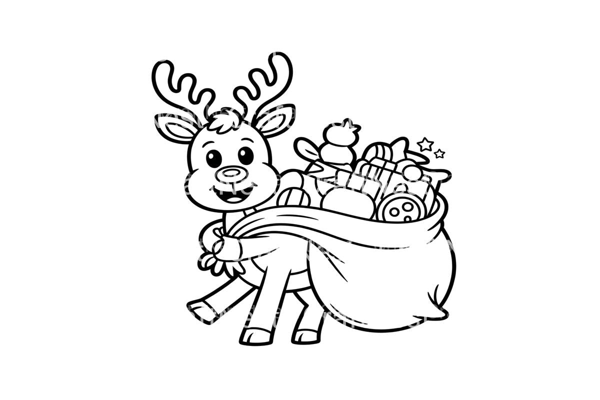 Christmas Reindeer with Gifts Coloring Books