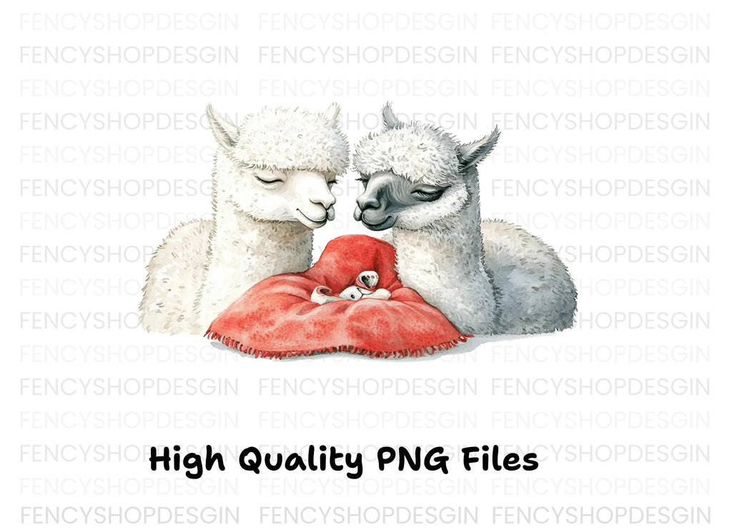Alpaca Family with Baby Clipart Bundle
