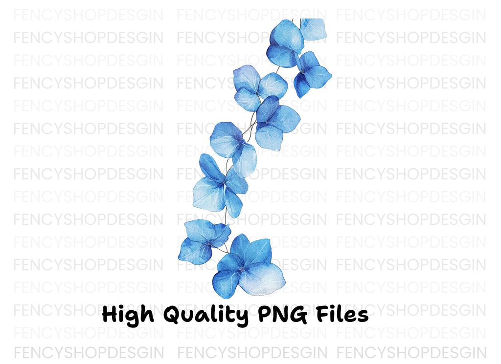 Blue Hydrangea Floral Clipart Bundle