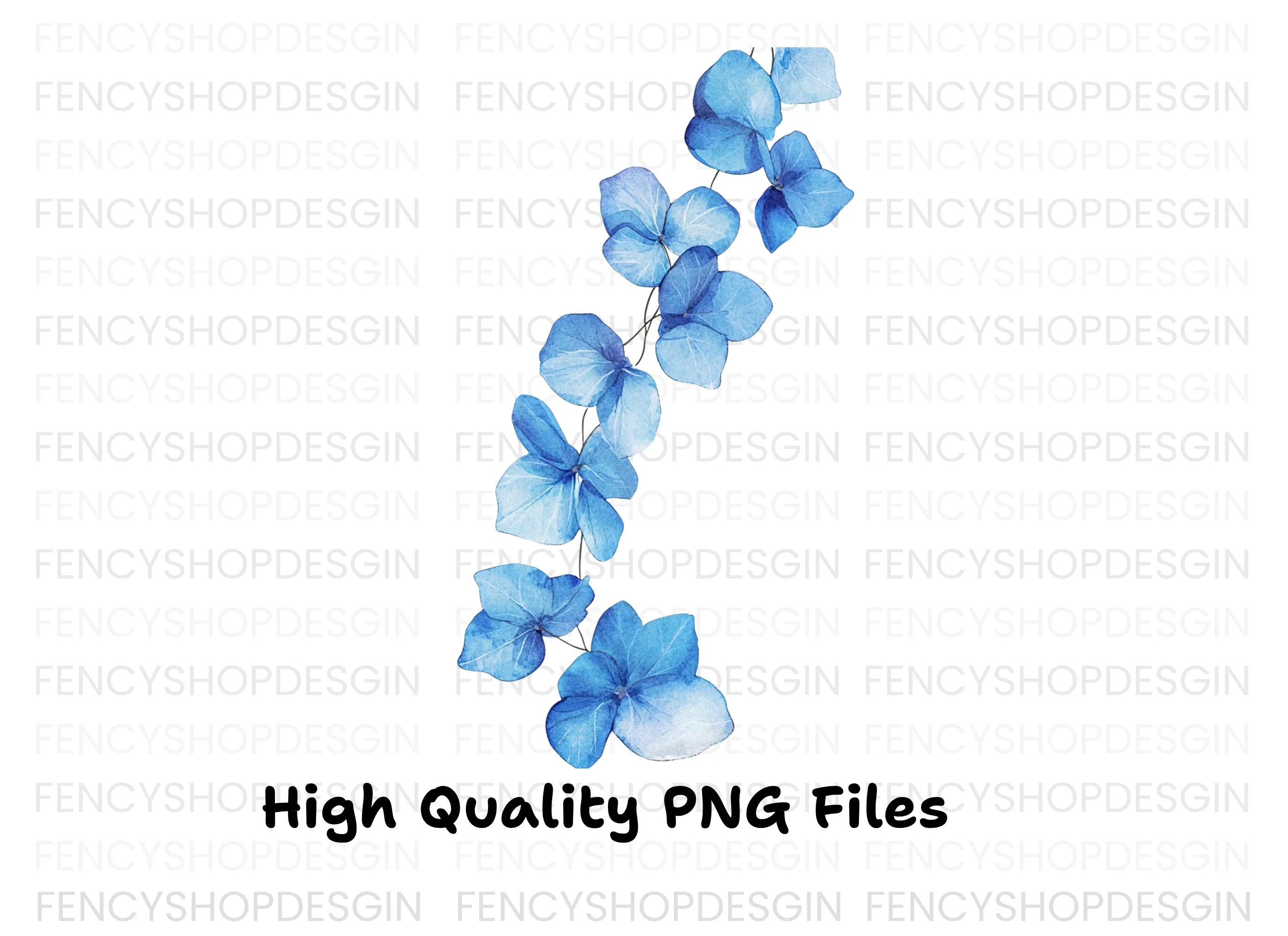 Blue Hydrangea Floral Clipart Bundle