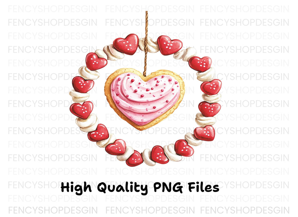 Valentine Heart Cookie Wreath Clipart Bundle
