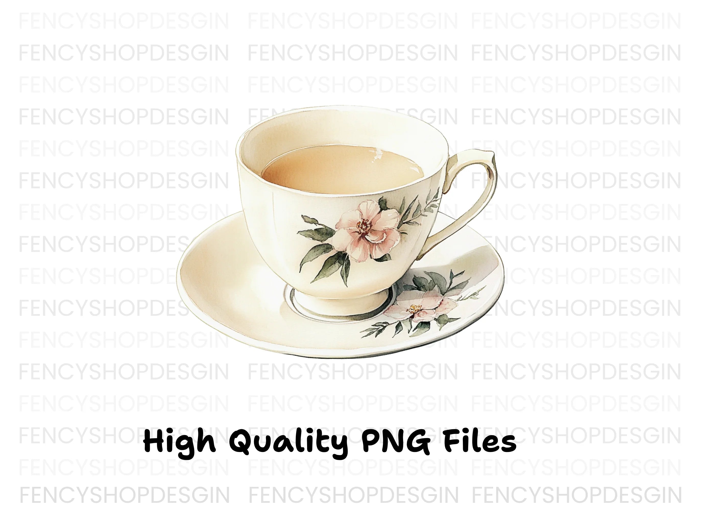 Elegant Floral Teacup Clipart Bundle