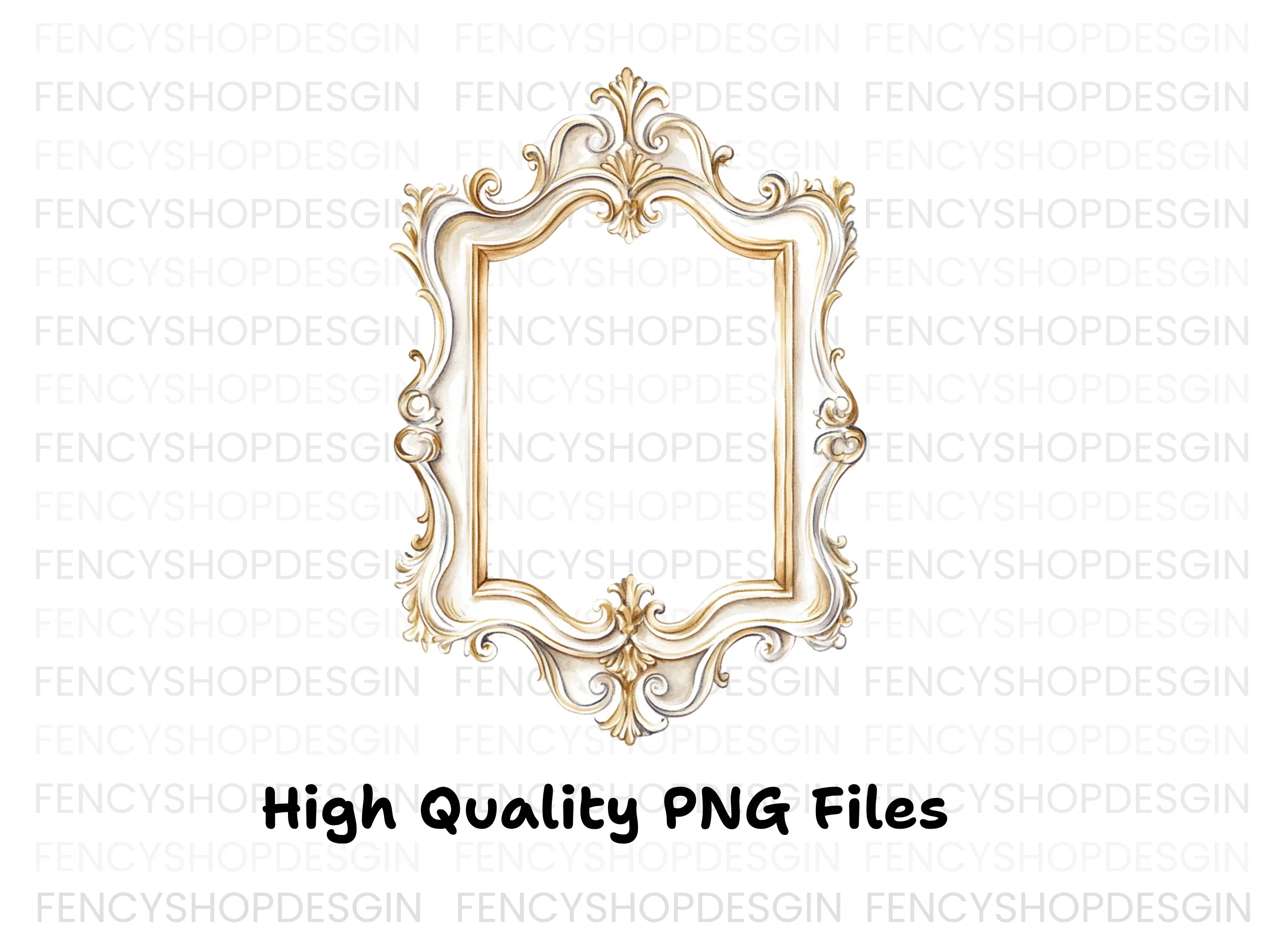 Elegant Gold White Ornate Frames Clipart Bundle