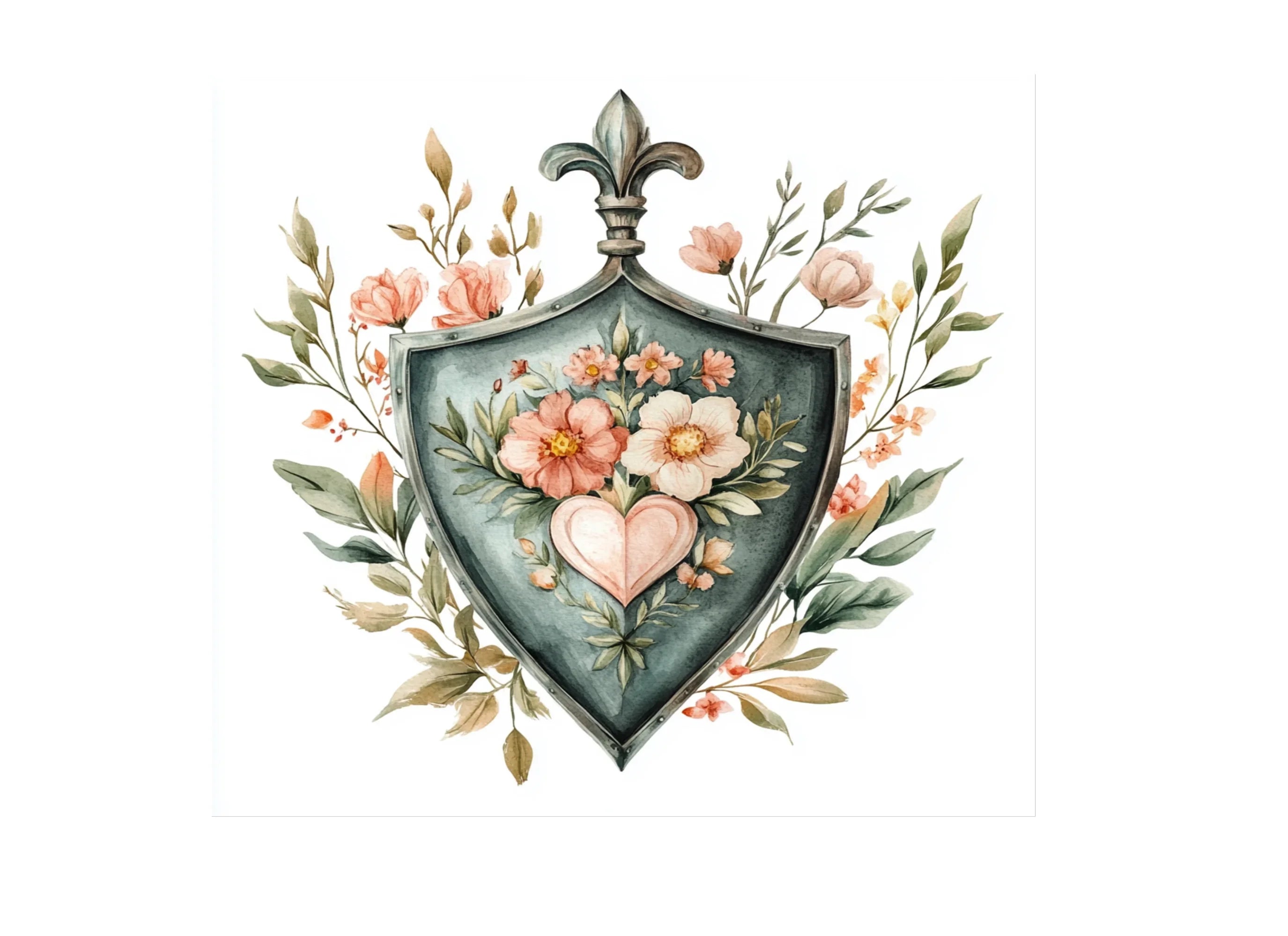 Decorative Floral Shields Clipart Bundle