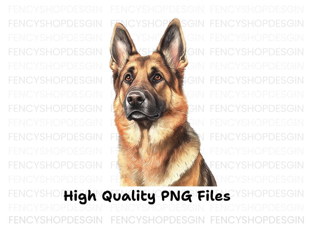 German Shepherd Dog Head Portraits Clipart Bundle