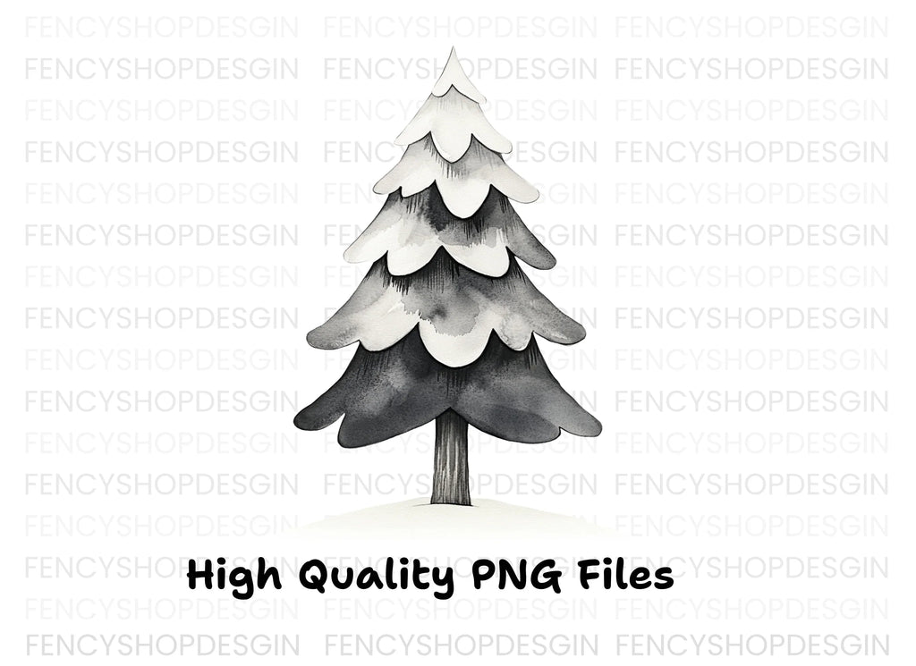 Snowy Pine Tree Winter Clipart Bundle