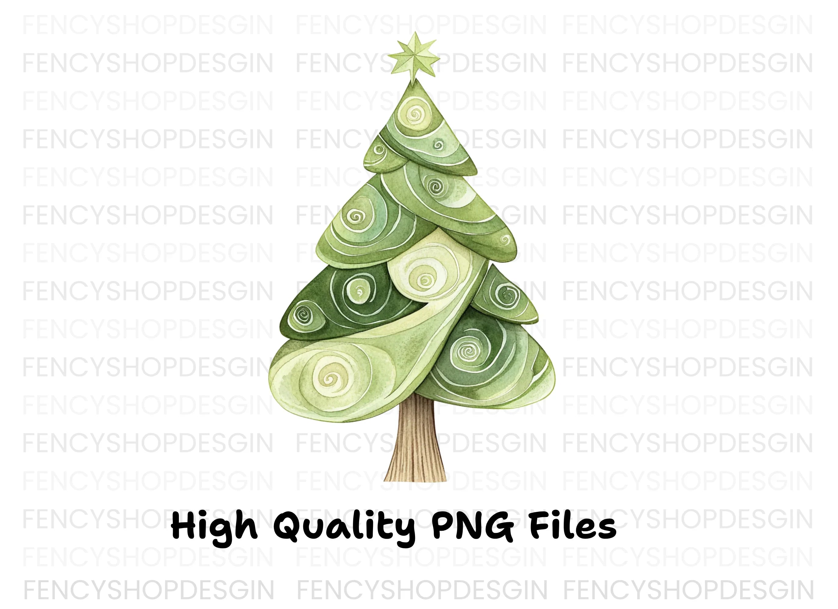 Whimsical Christmas Tree Clipart Bundle