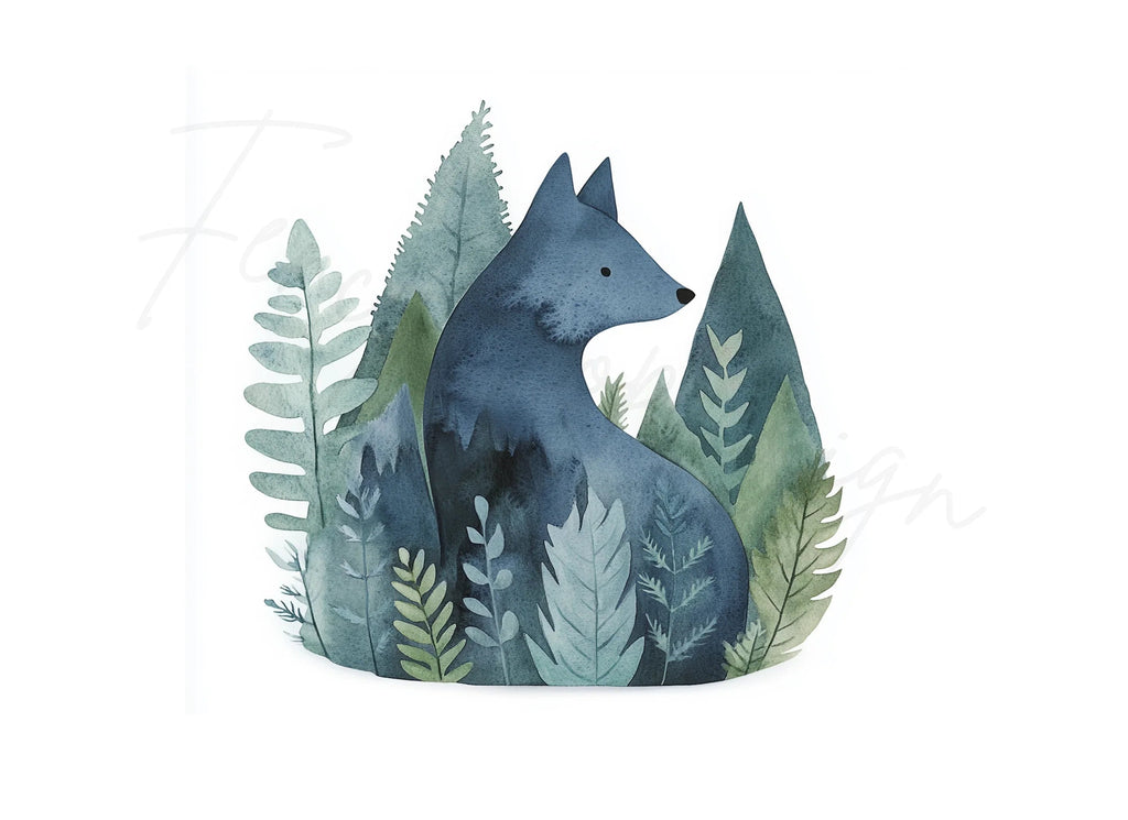 Cute Forest Wolf Clipart Bundle
