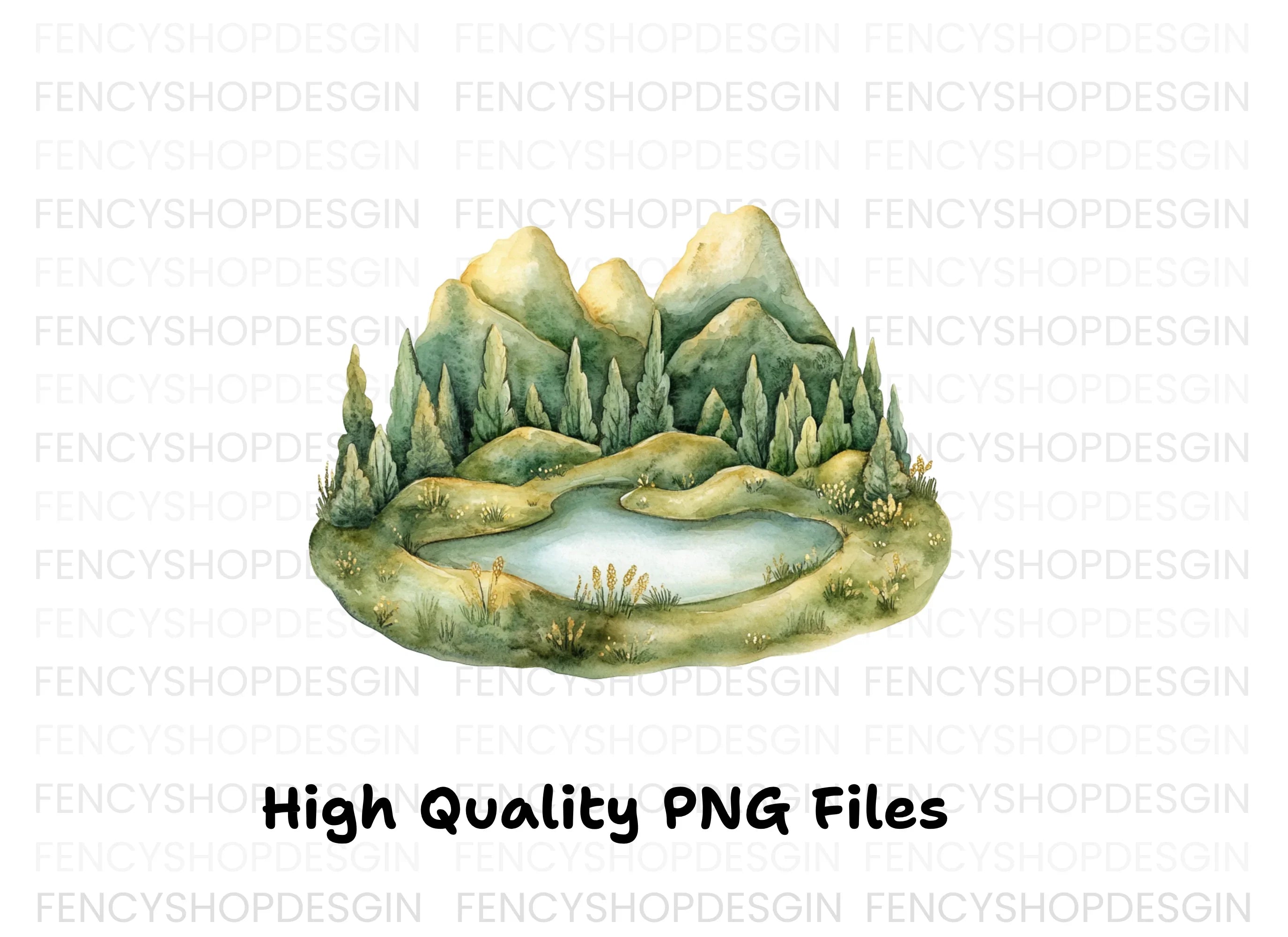 Mountain Lake Forest Clipart Bundle
