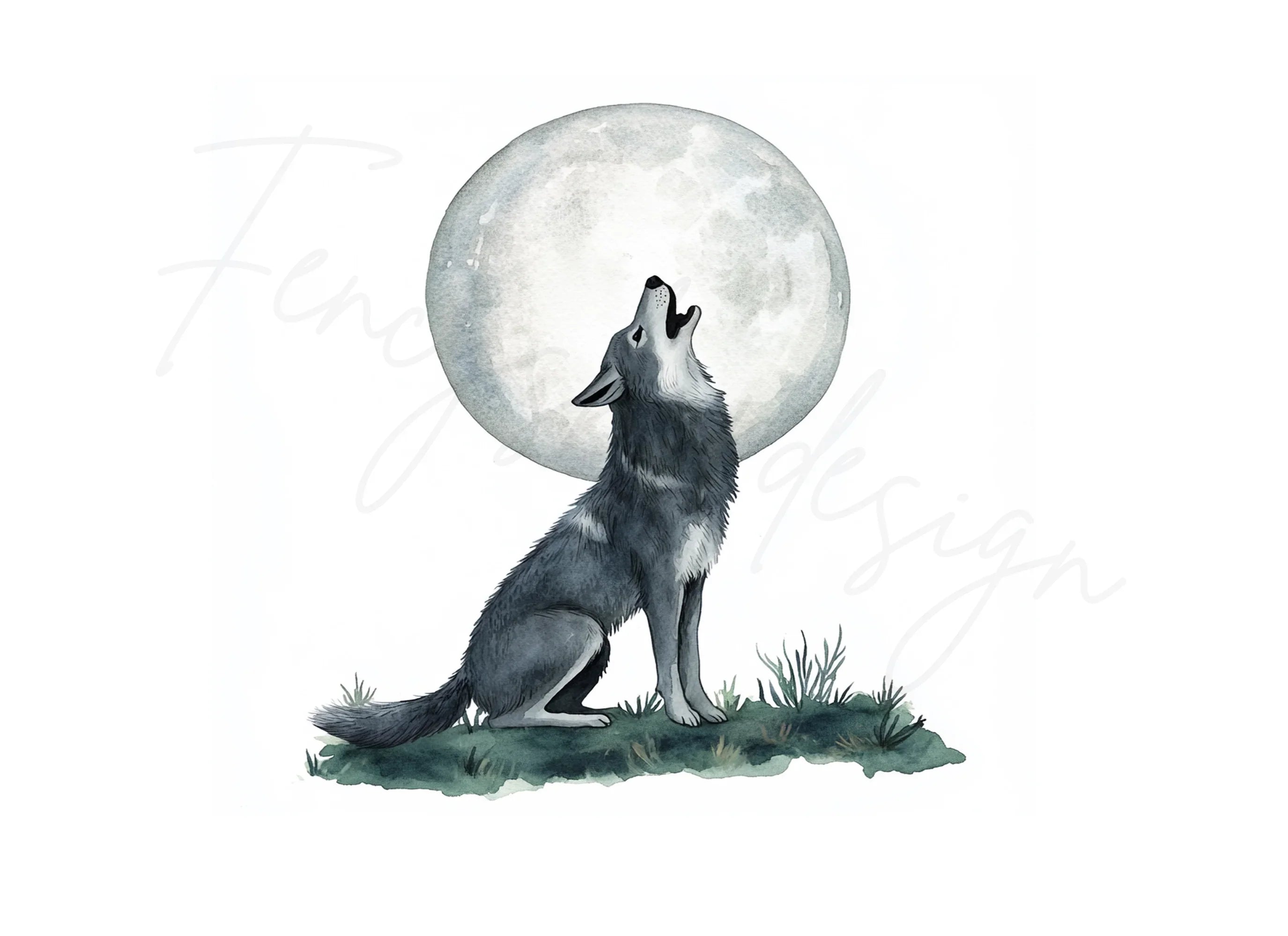 Howling Wolf Moon Clipart Bundle