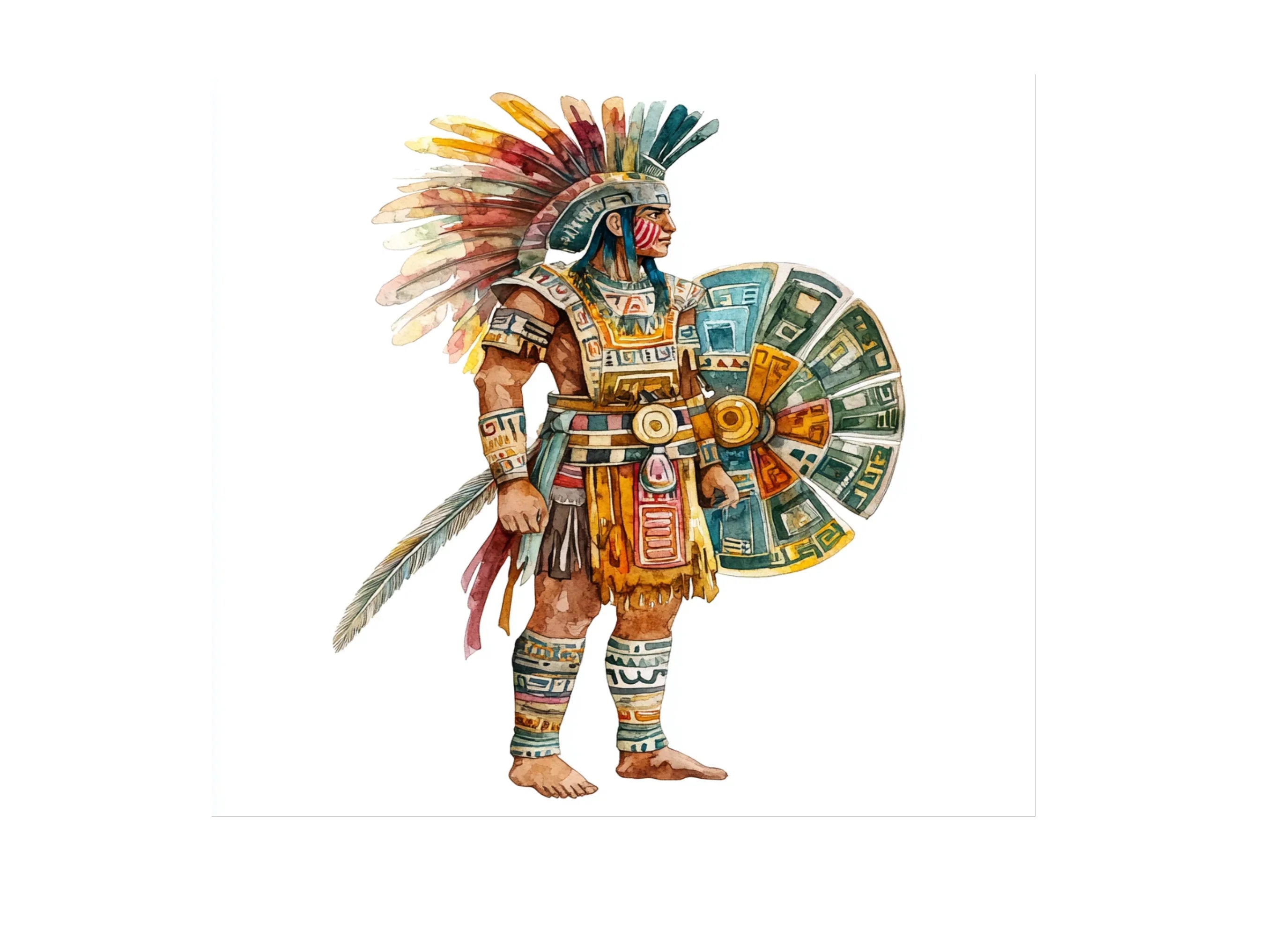 Mayan and Aztec Warrior Illustrations Clipart Bundle