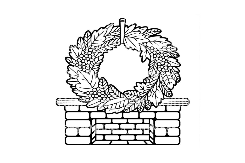 Christmas Fireplace Wreath Coloring Books