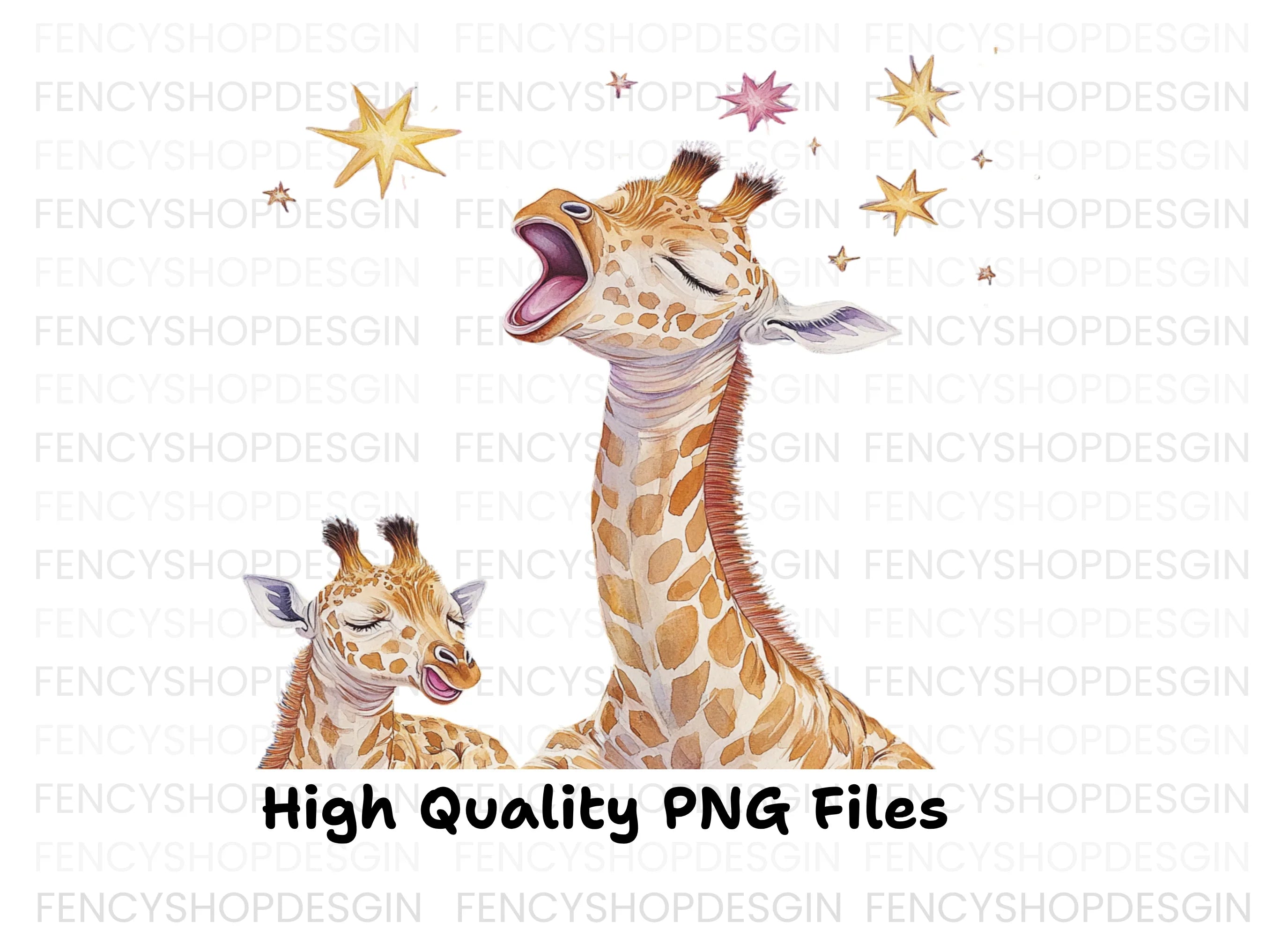 Singing Giraffes with Stars Clipart Bundle