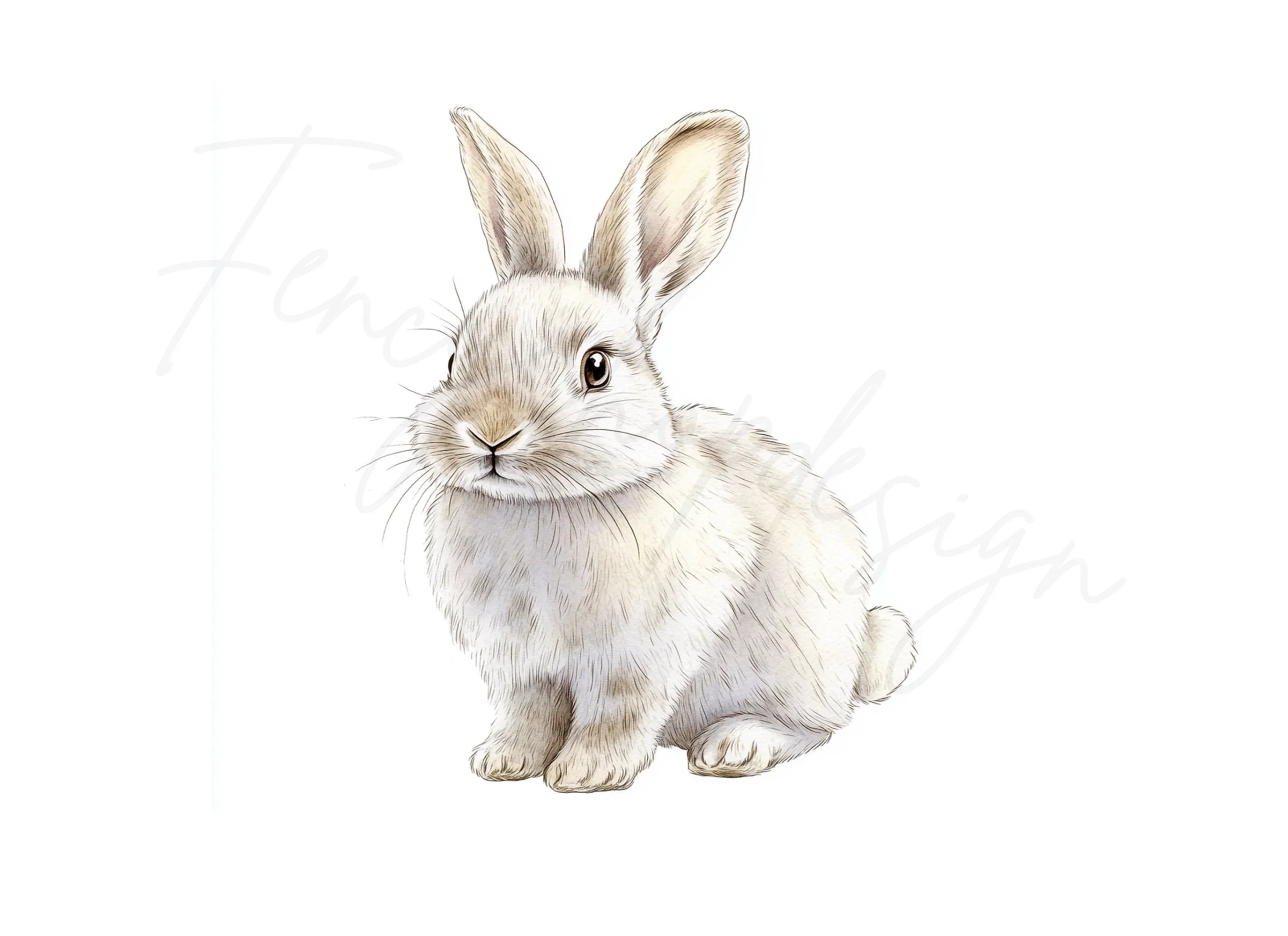 White Bunny Rabbit Clipart Bundle