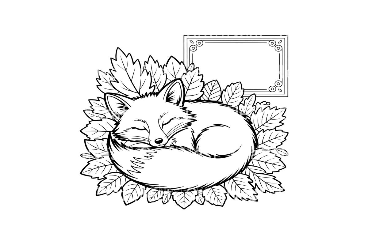 Sleeping Fox Autumn Coloring Books