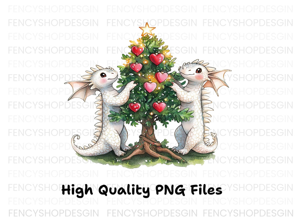 Christmas Tree Dragon Decor Clipart Bundle