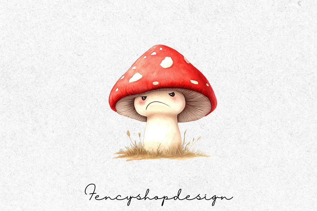 Grumpy Mushroom Clipart Bundle