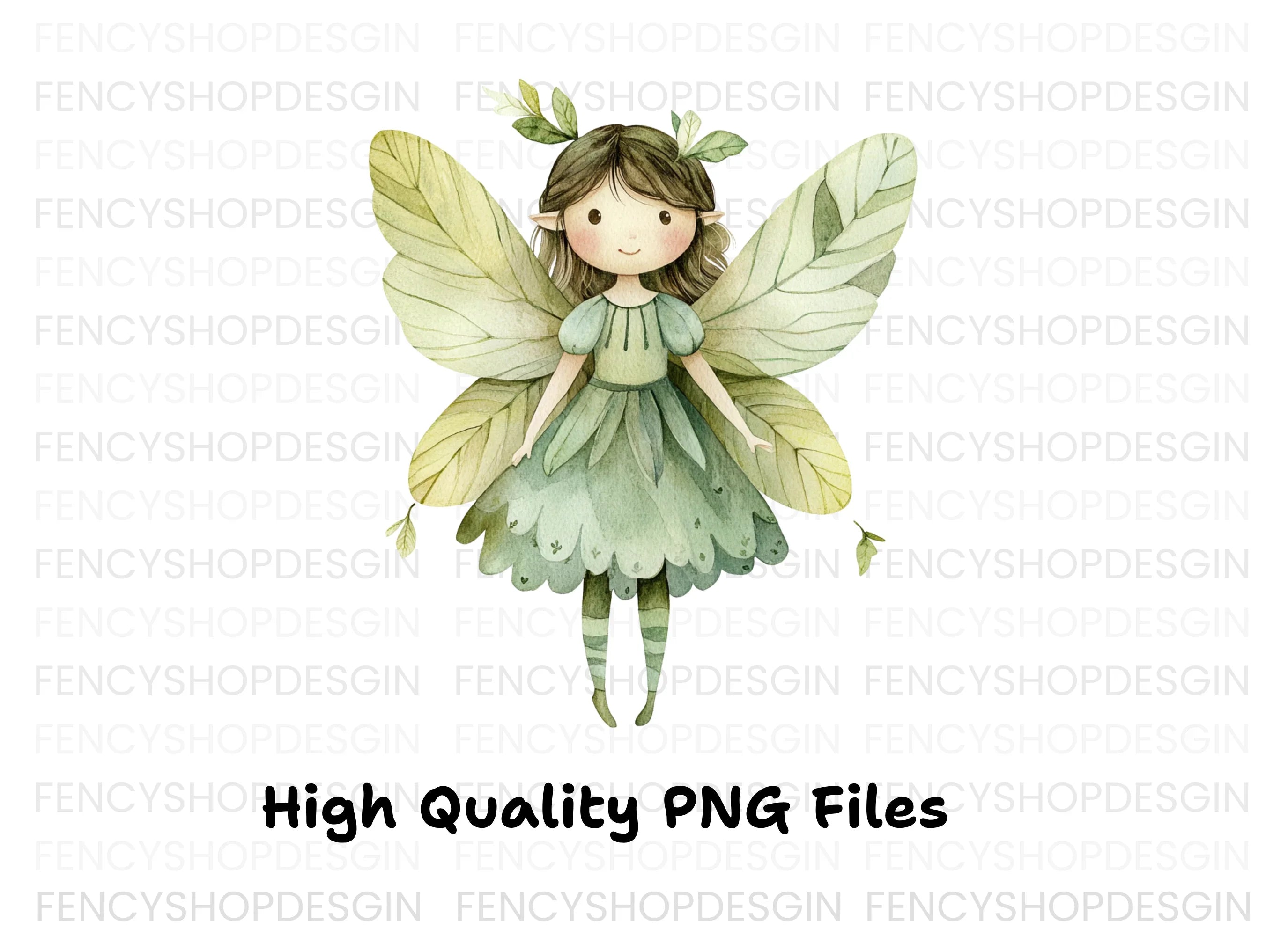 Enchanting Green Leaf Fairy Clipart Bundle