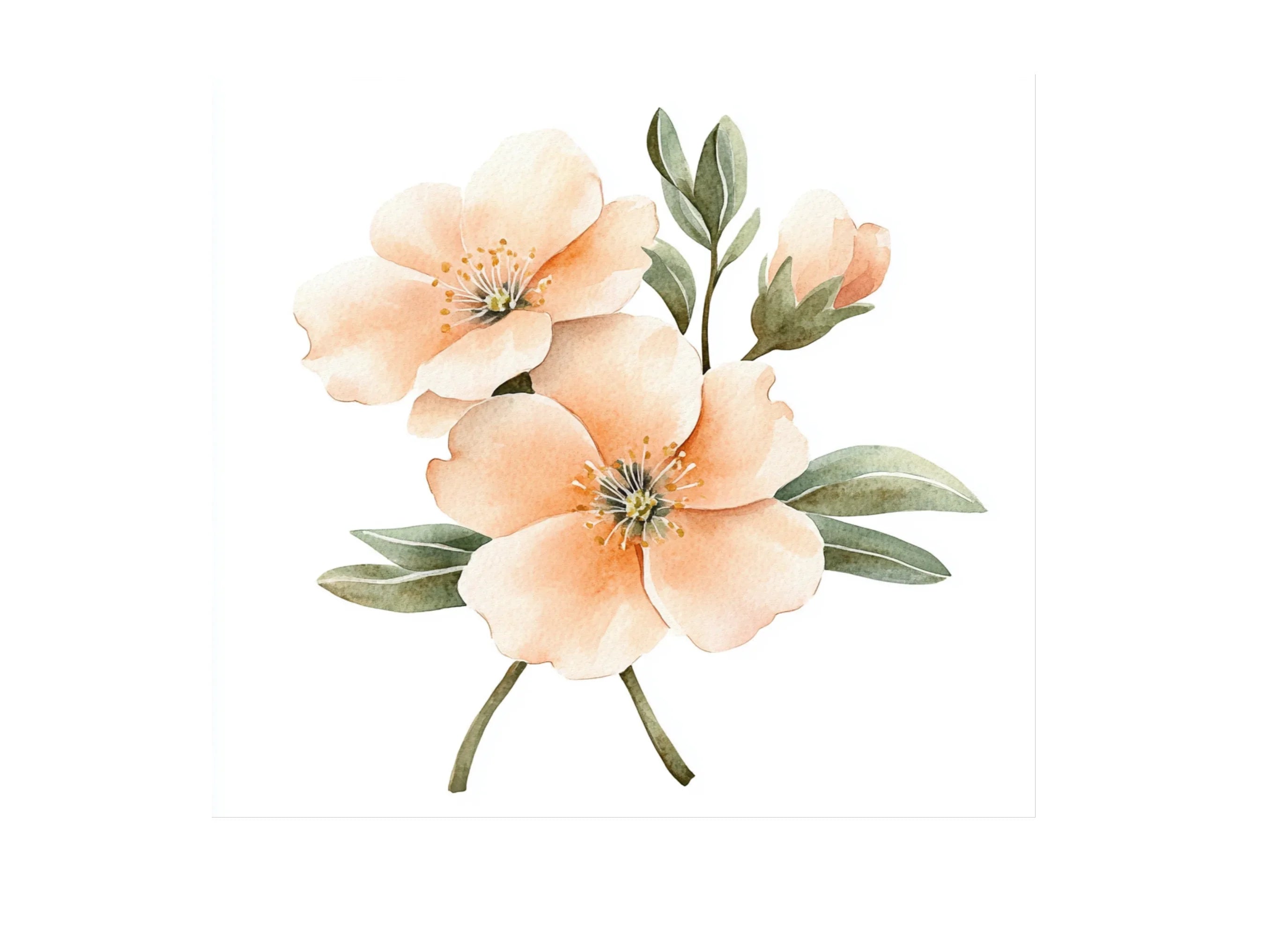 Peach Floral Clipart Bundle