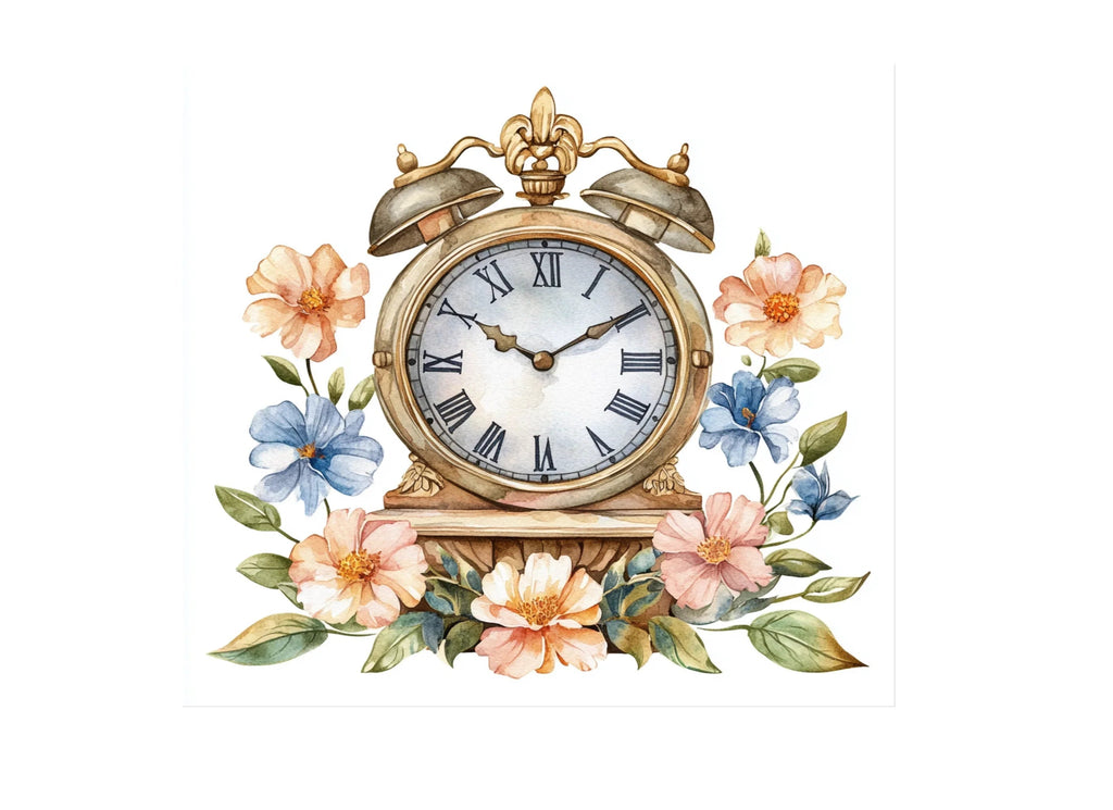 Vintage Pocket Watch Floral Clipart Bundle