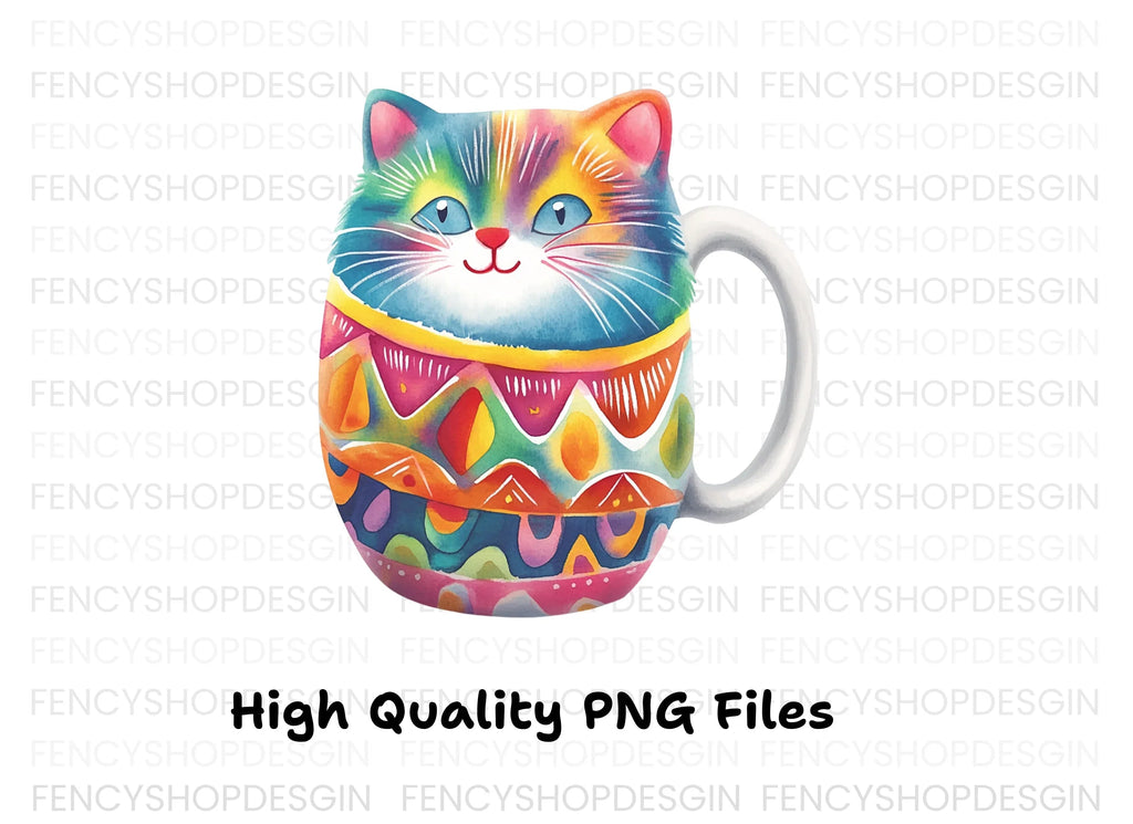 Whimsical Rainbow Cat Clipart Bundle