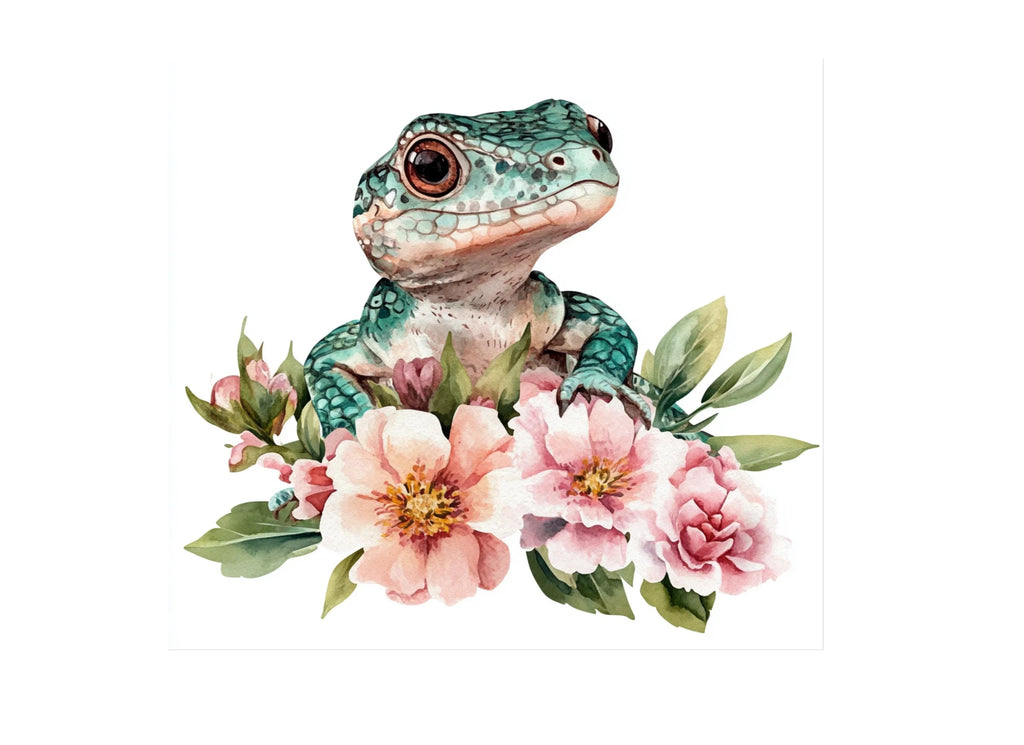 Baby Lizard and Flower Clipart Bundle