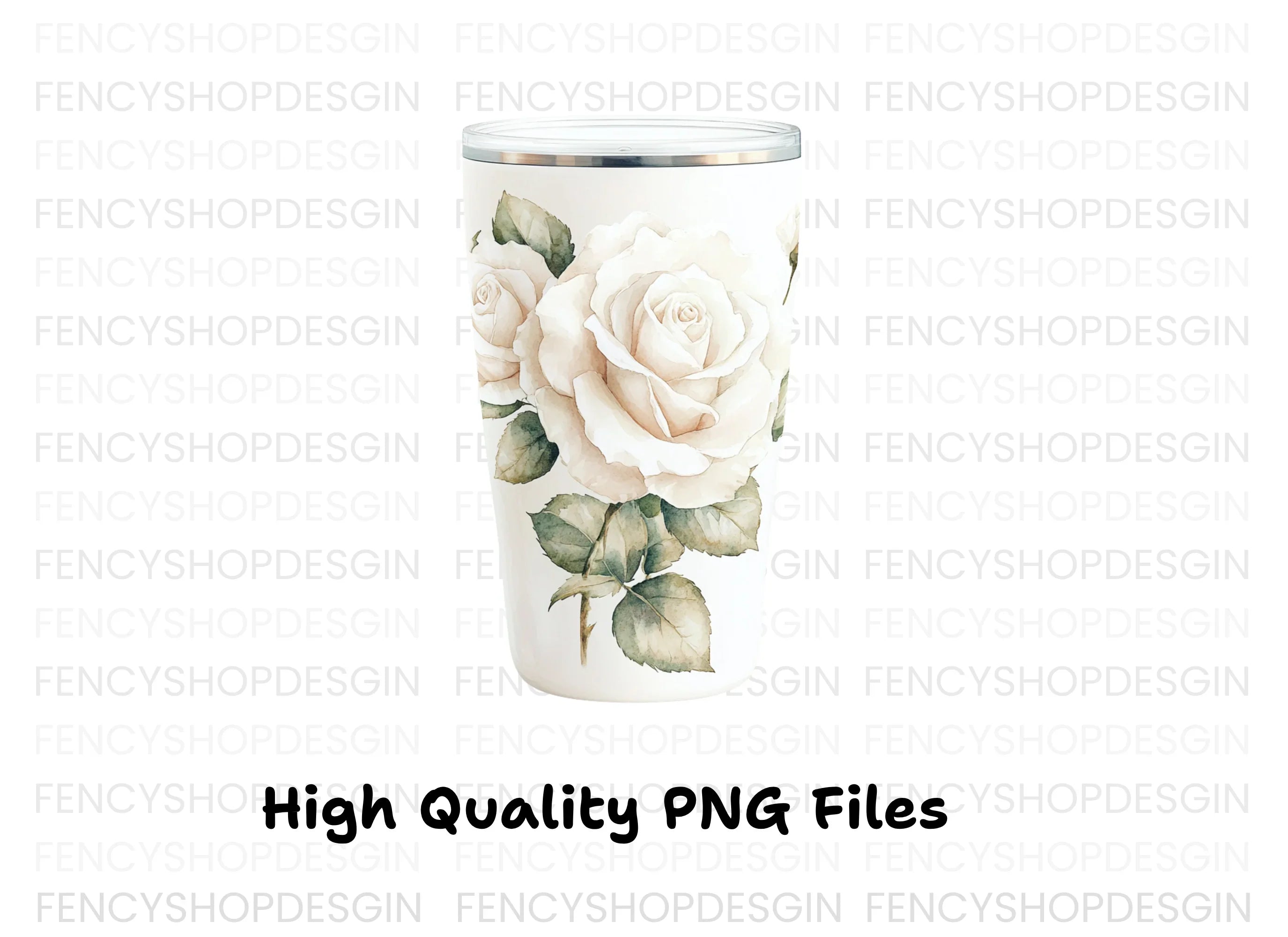 White Rose Tumbler Clipart Bundle