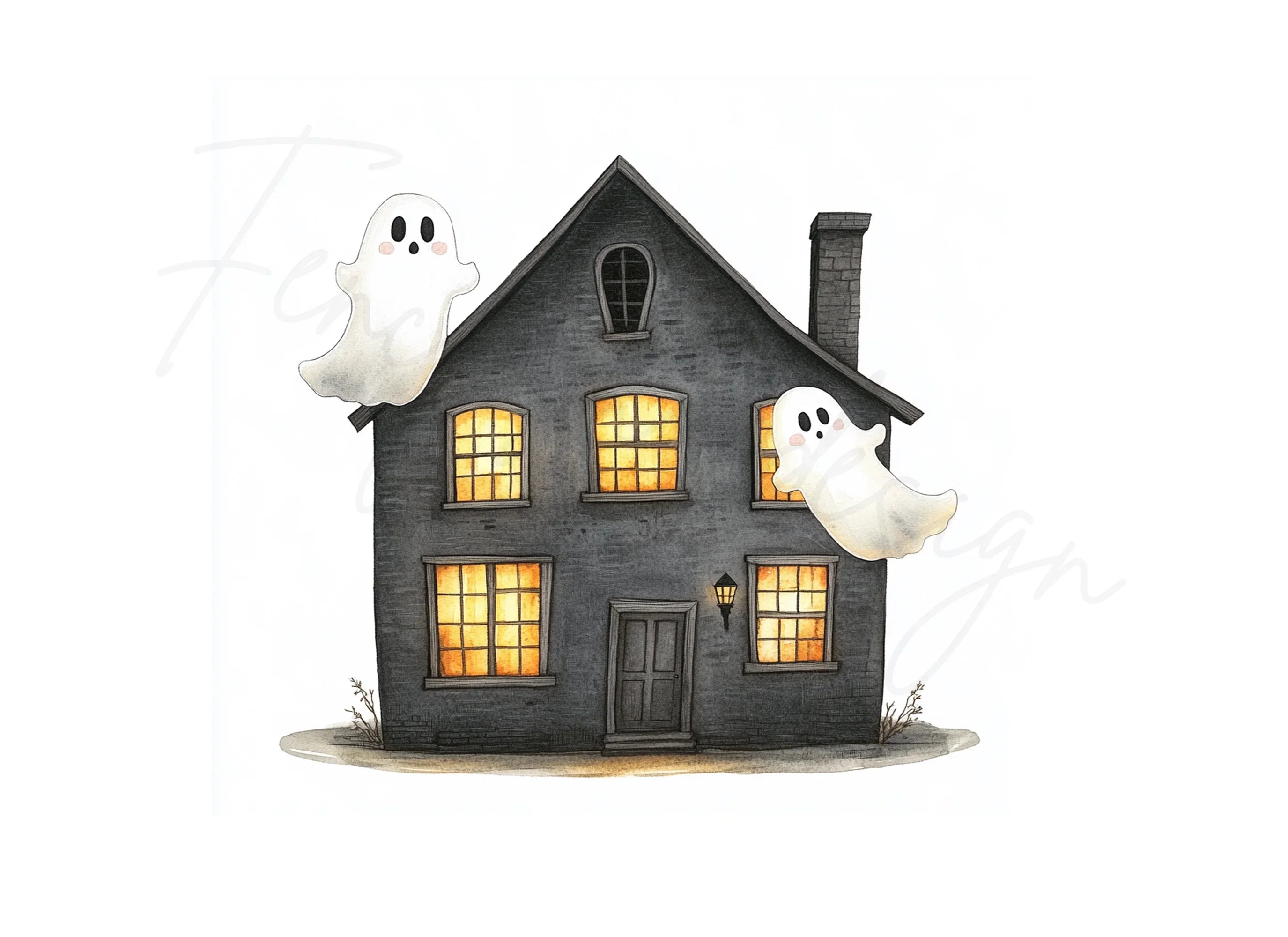 Spooky Haunted House Ghost Clipart Bundle