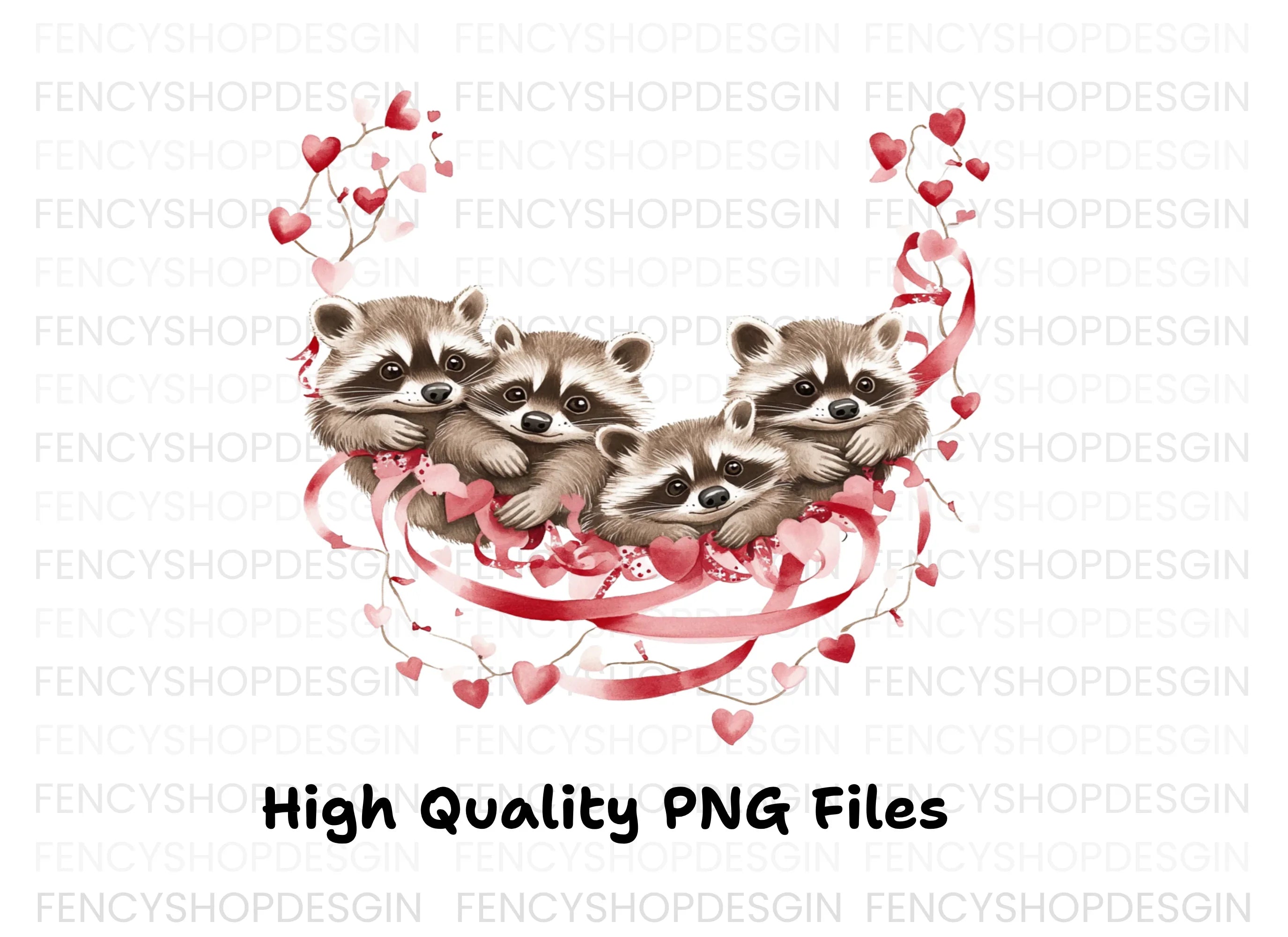 Cute Raccoon Family Valentine Clipart Bundle