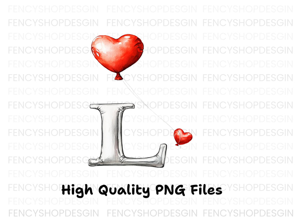 Silver Balloons with Red Hearts Clipart Bundle