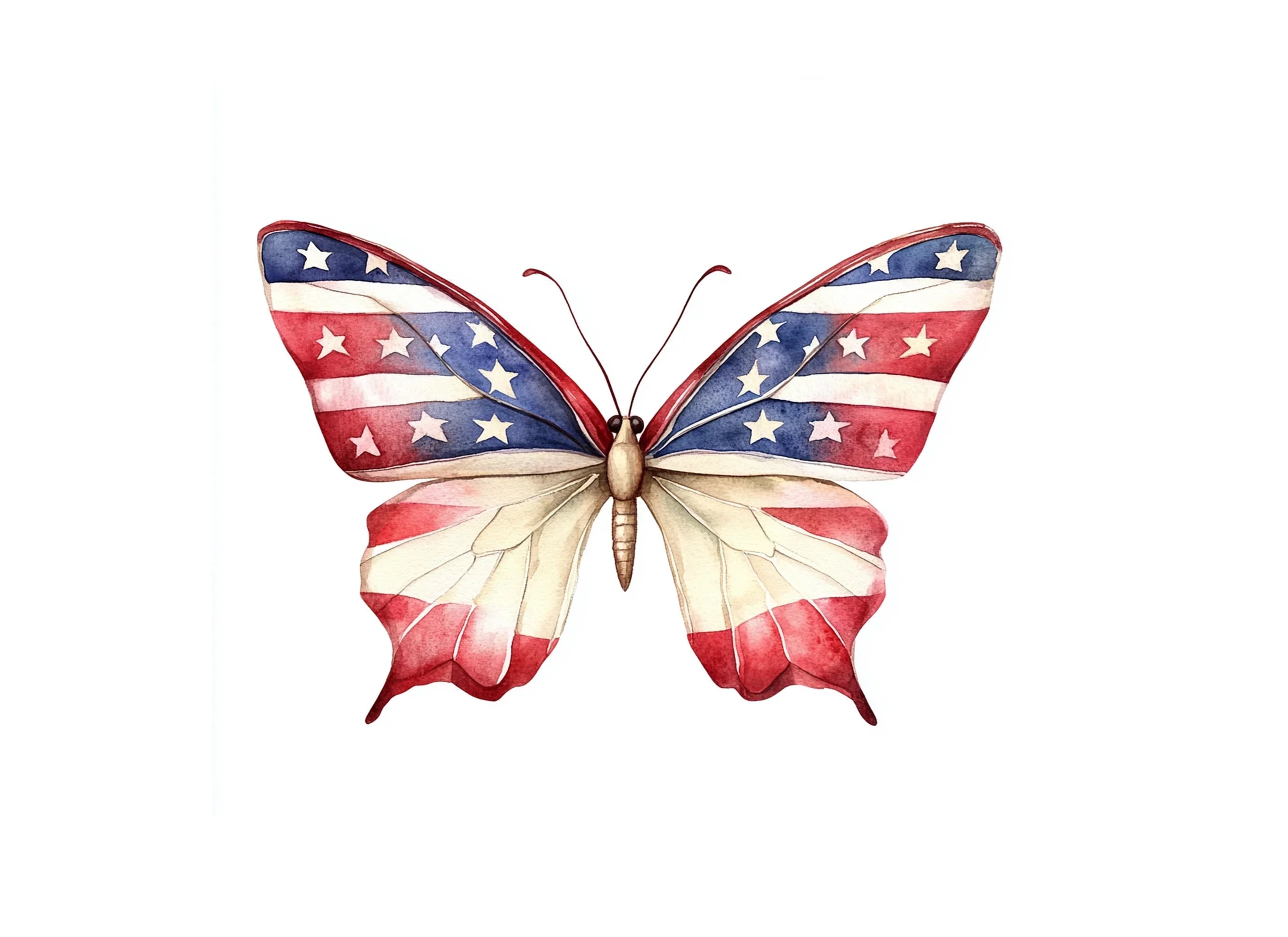 American Flag Butterfly Clipart Bundle