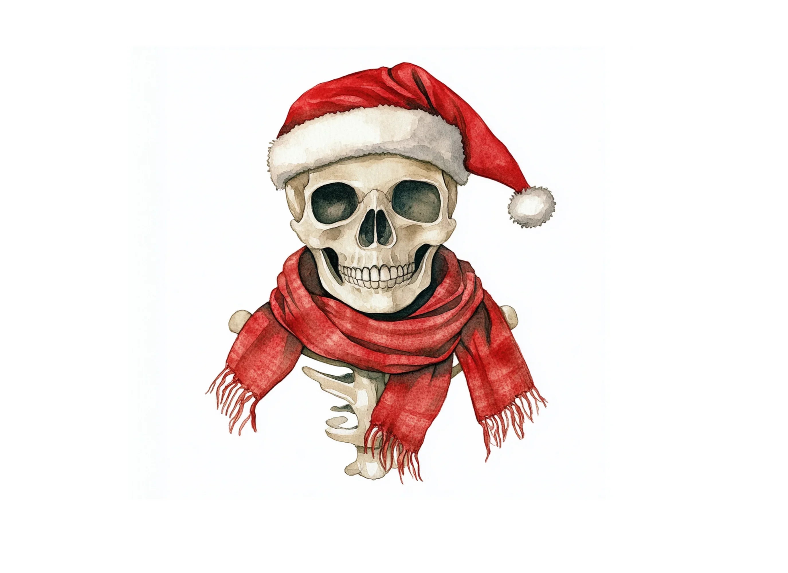 Santa Skulls with Scarves Clipart Bundle