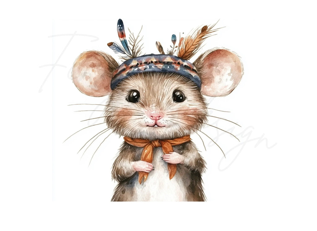 Boho Baby Mouse Clipart Bundle
