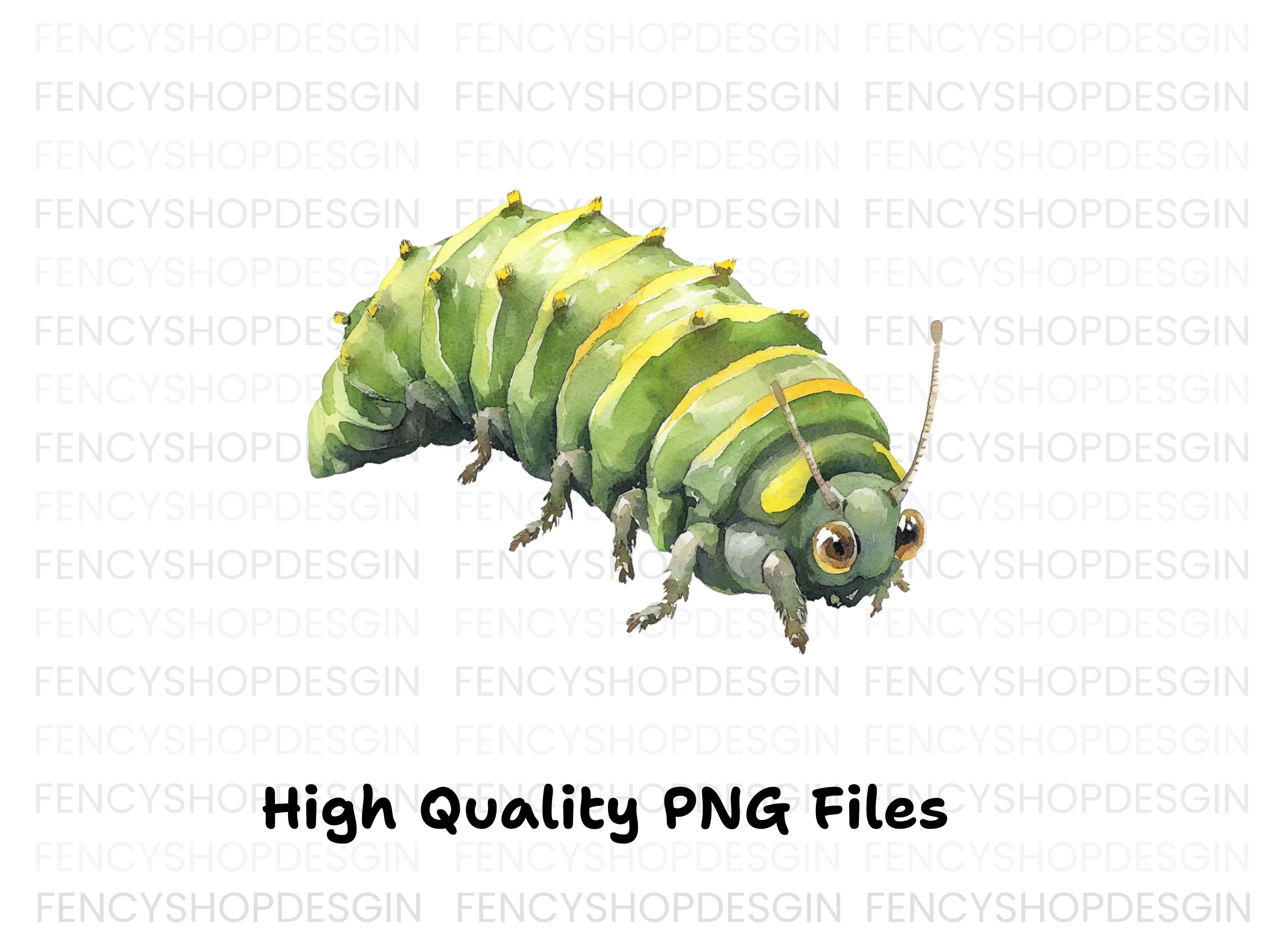 Cute Green Caterpillar Clipart Bundle