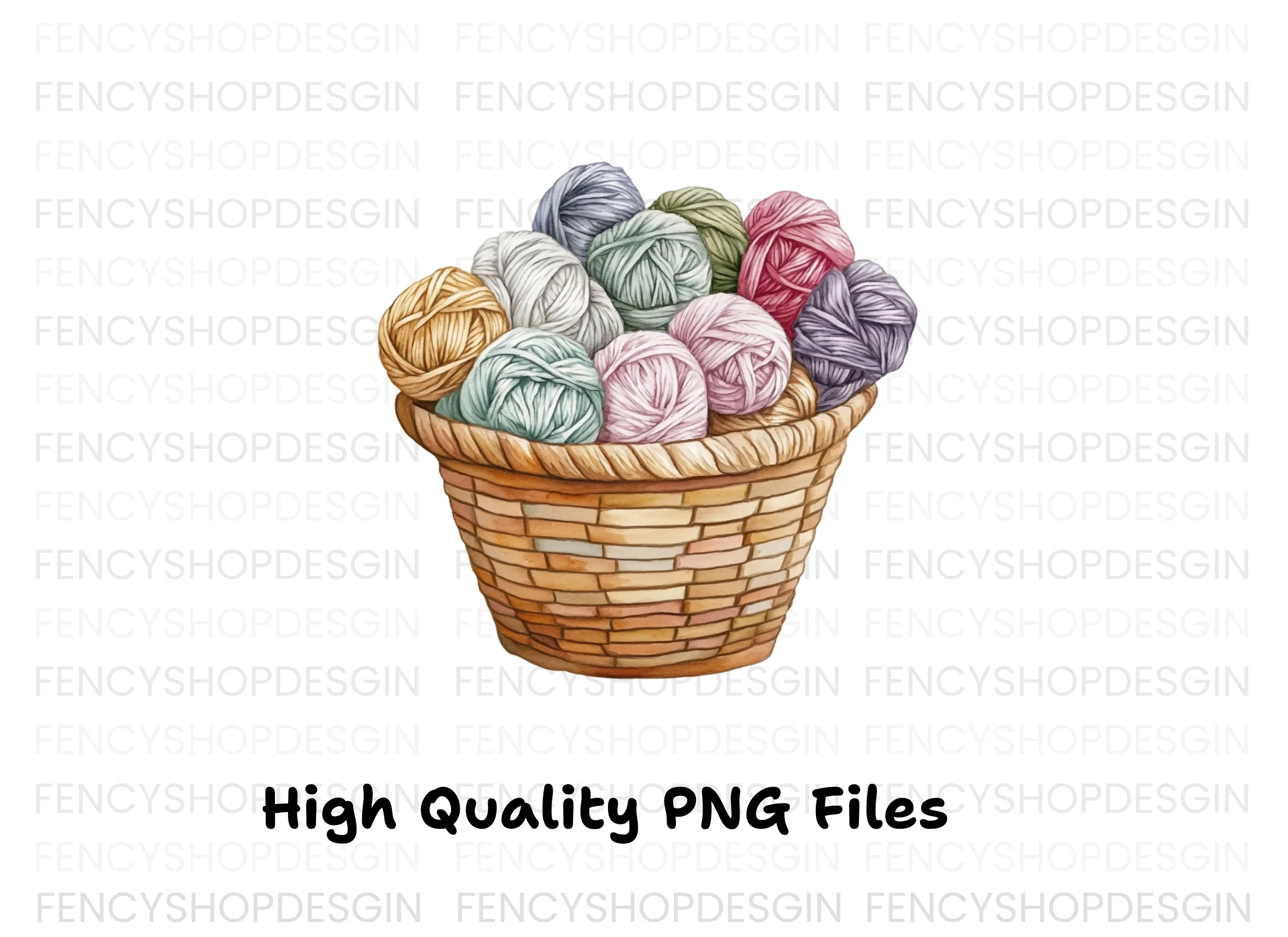 Cozy Yarn Basket Clipart Bundle