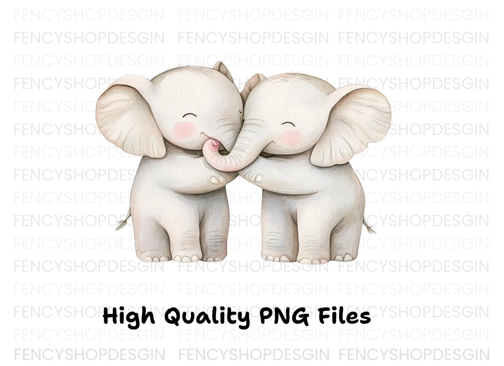 Sweet Baby Elephant Hugs Clipart Bundle